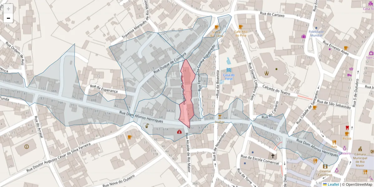 Mapa detalhado do código postal 2040-316 com limites, códigos postais vizinhos e agências dos correios