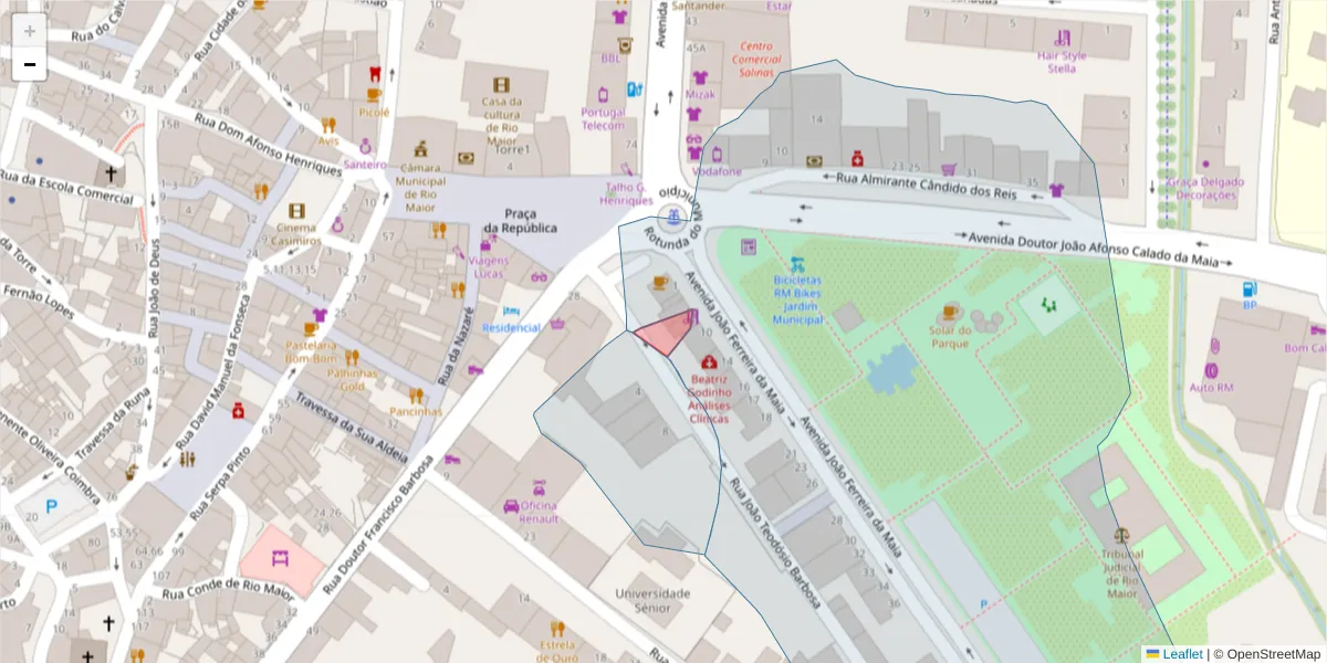 Mapa detalhado do código postal 2040-319 com limites, códigos postais vizinhos e agências dos correios