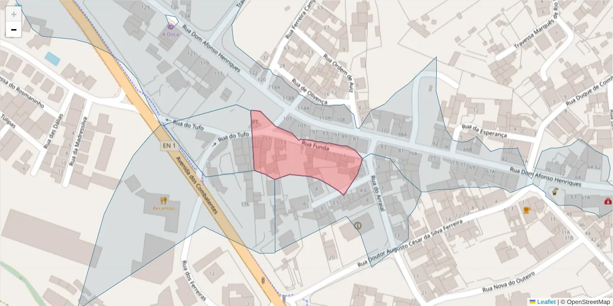 Mapa detalhado do código postal 2040-342 com limites, códigos postais vizinhos e agências dos correios
