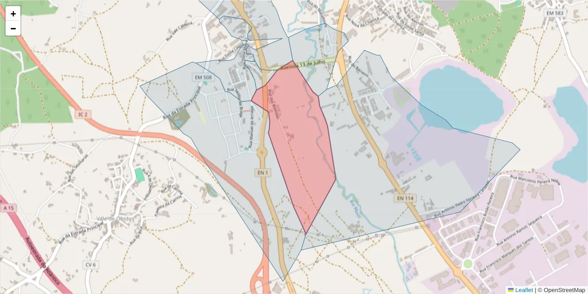 Mapa detalhado do código postal 2040-346 com limites, códigos postais vizinhos e agências dos correios