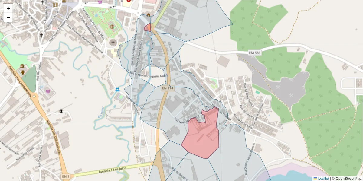 Mapa detalhado do código postal 2040-356 com limites, códigos postais vizinhos e agências dos correios