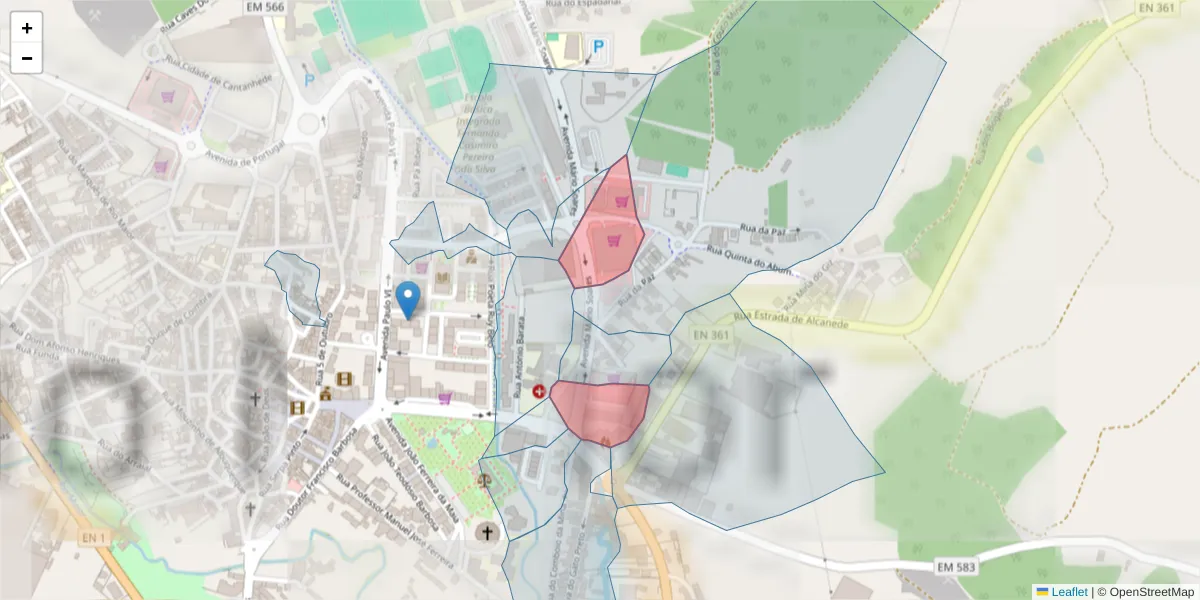 Mapa detalhado do código postal 2040-413 com limites, códigos postais vizinhos e agências dos correios