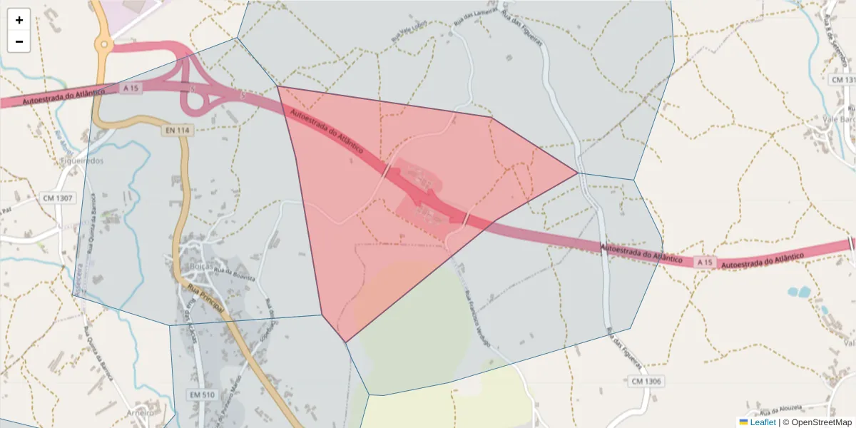 Mapa detalhado do código postal 2040-998 com limites, códigos postais vizinhos e agências dos correios