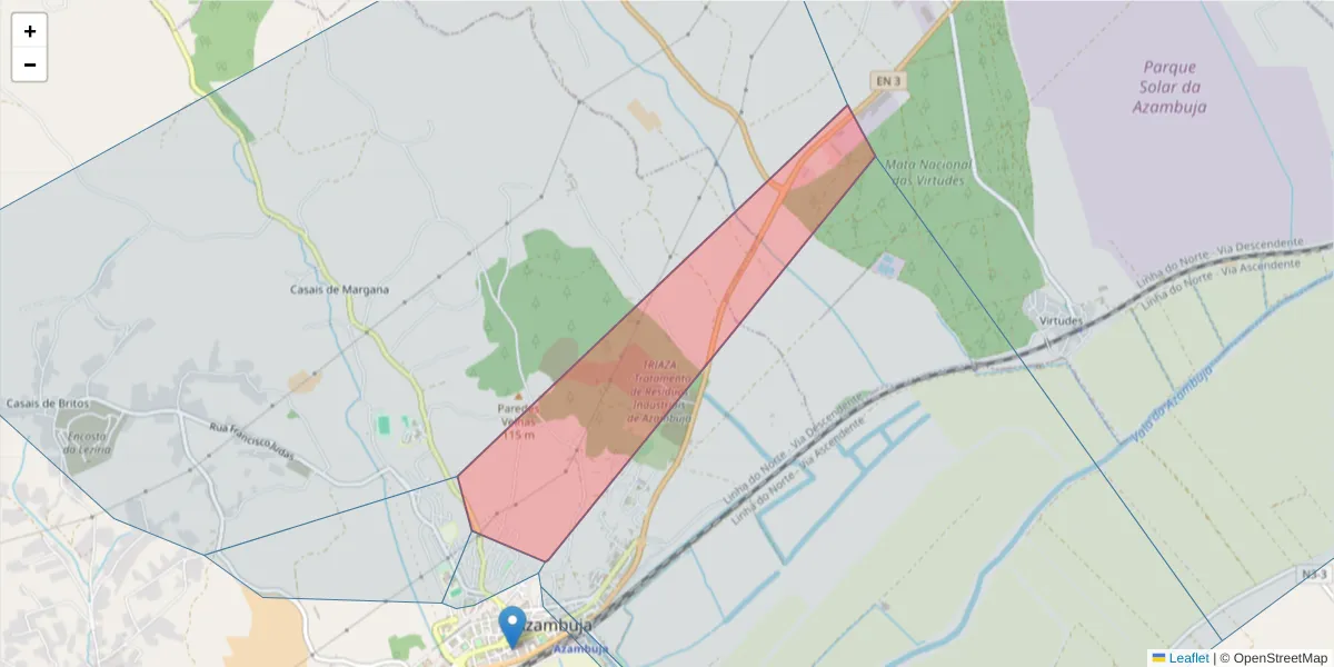 Mapa detalhado do código postal 2050-387 com limites, códigos postais vizinhos e agências dos correios