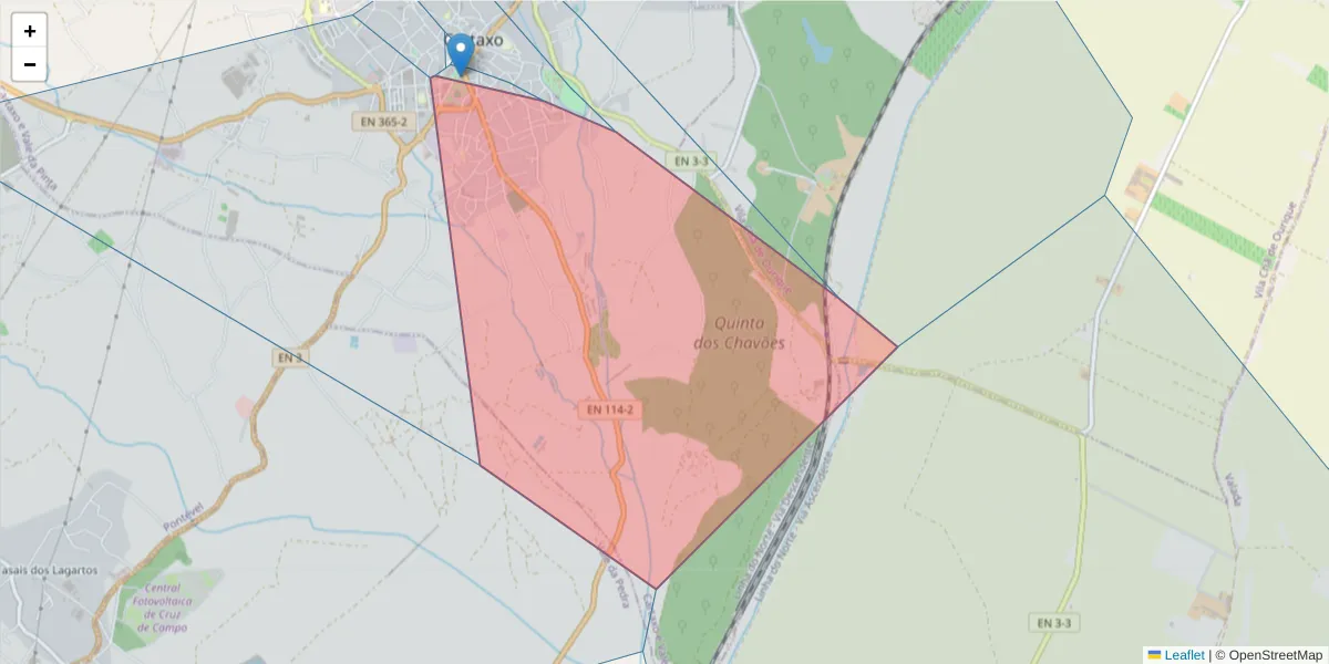 Mapa detalhado do código postal 2070-049 com limites, códigos postais vizinhos e agências dos correios