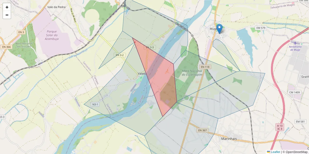 Mapa detalhado do código postal 2070-514 com limites, códigos postais vizinhos e agências dos correios