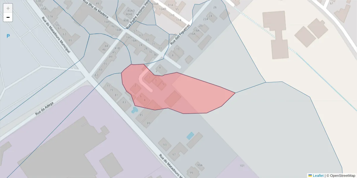 Mapa detalhado do código postal 2080-005 com limites, códigos postais vizinhos e agências dos correios
