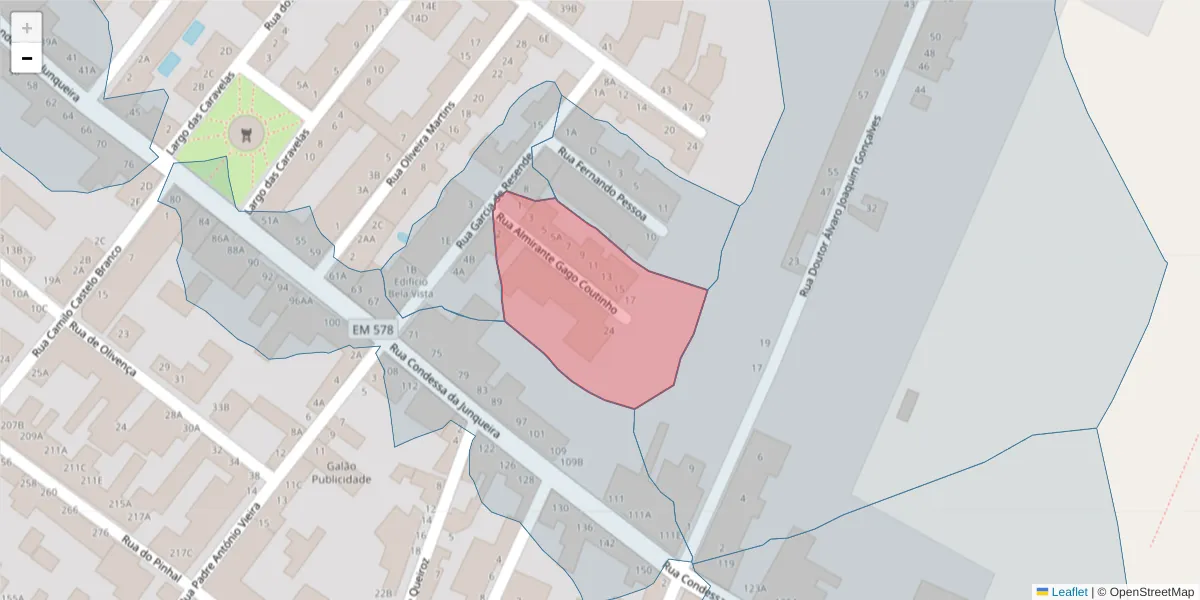 Mapa detalhado do código postal 2080-059 com limites, códigos postais vizinhos e agências dos correios