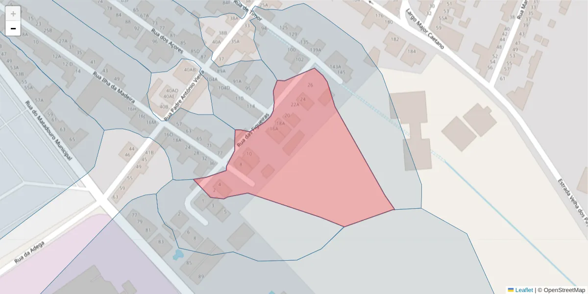 Mapa detalhado do código postal 2080-087 com limites, códigos postais vizinhos e agências dos correios