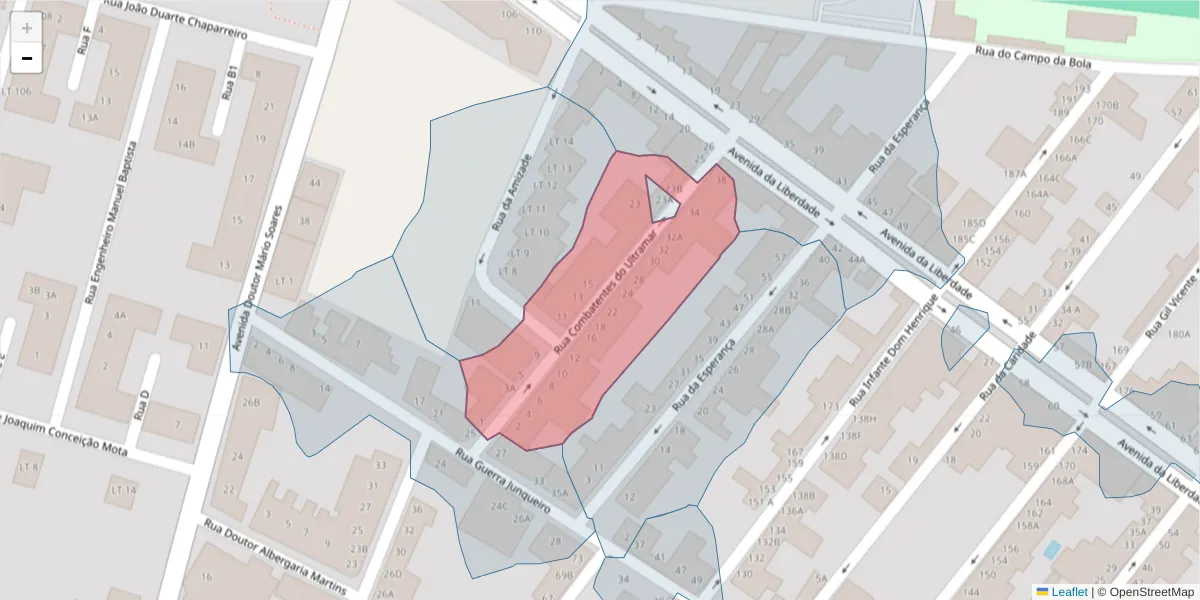 Mapa detalhado do código postal 2080-118 com limites, códigos postais vizinhos e agências dos correios