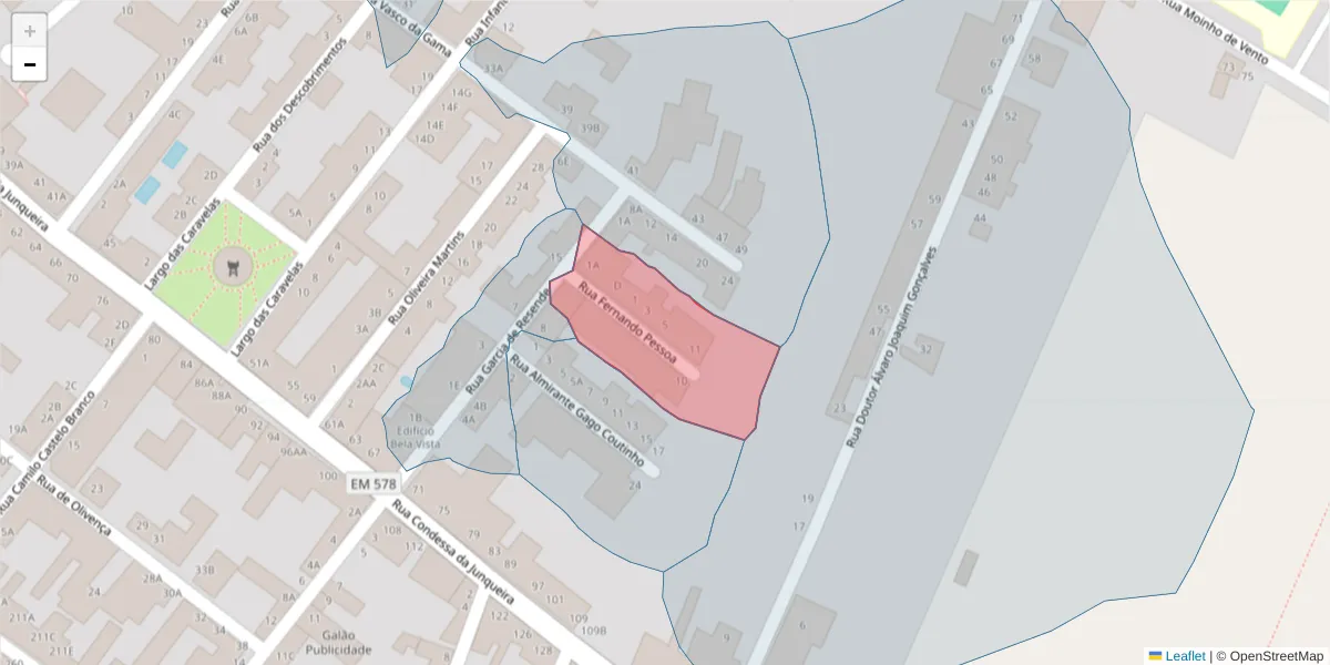 Mapa detalhado do código postal 2080-135 com limites, códigos postais vizinhos e agências dos correios