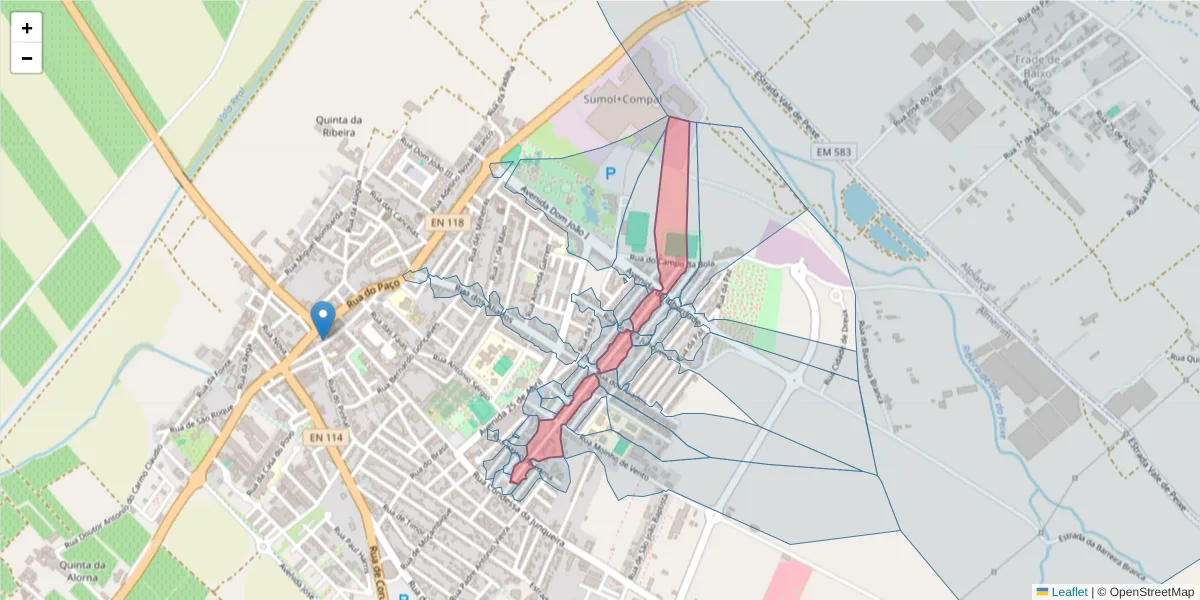 Mapa detalhado do código postal 2080-145 com limites, códigos postais vizinhos e agências dos correios