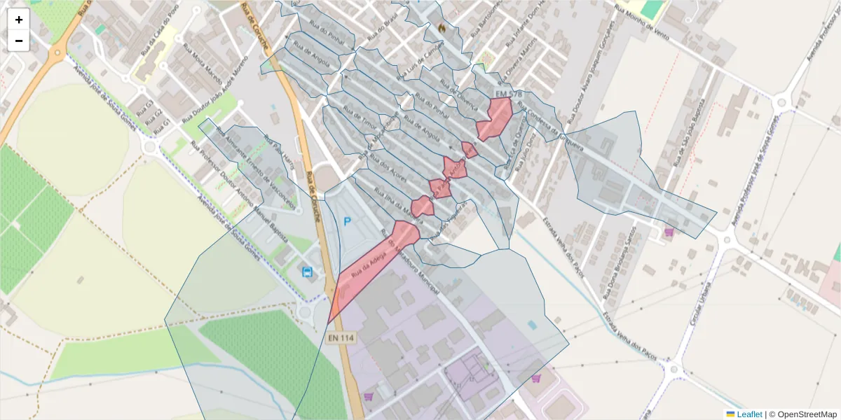 Mapa detalhado do código postal 2080-162 com limites, códigos postais vizinhos e agências dos correios