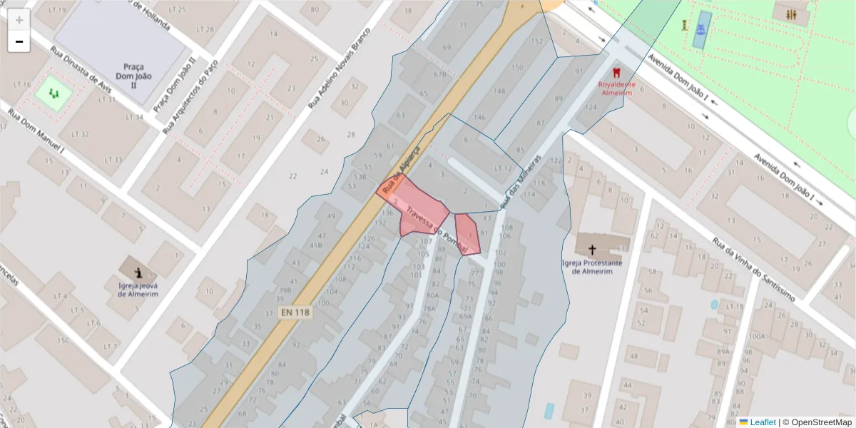 Mapa detalhado do código postal 2080-178 com limites, códigos postais vizinhos e agências dos correios