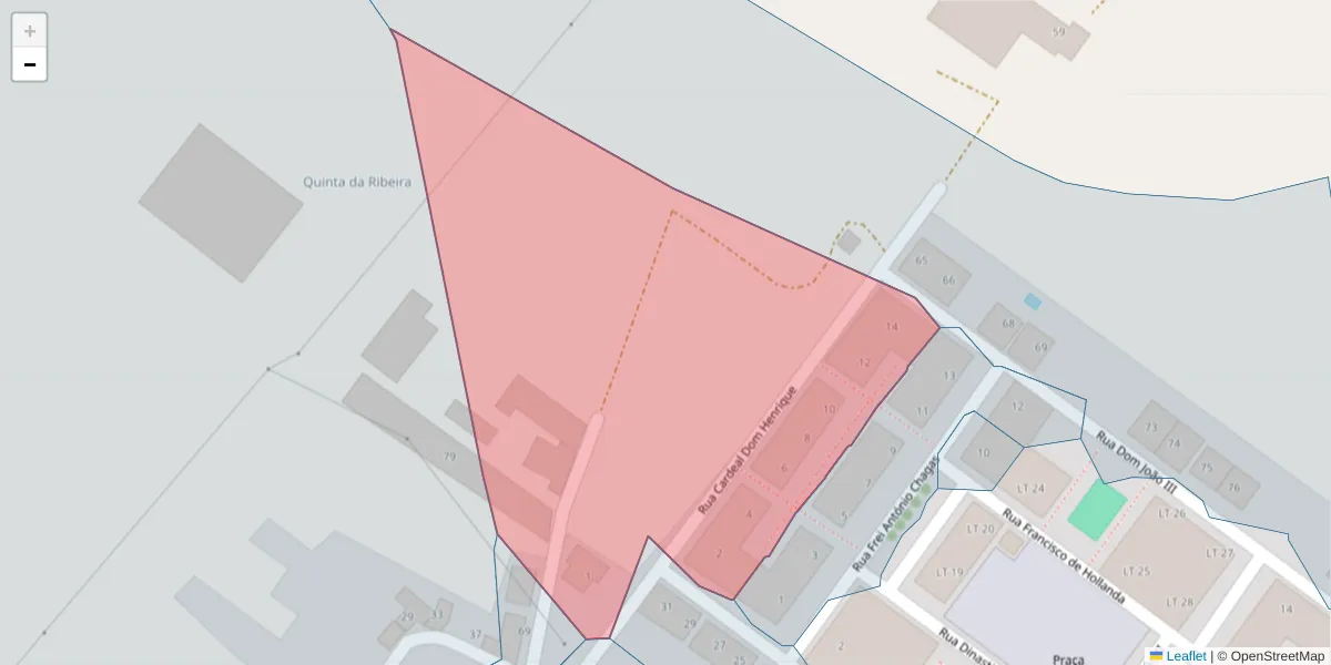 Mapa detalhado do código postal 2080-189 com limites, códigos postais vizinhos e agências dos correios
