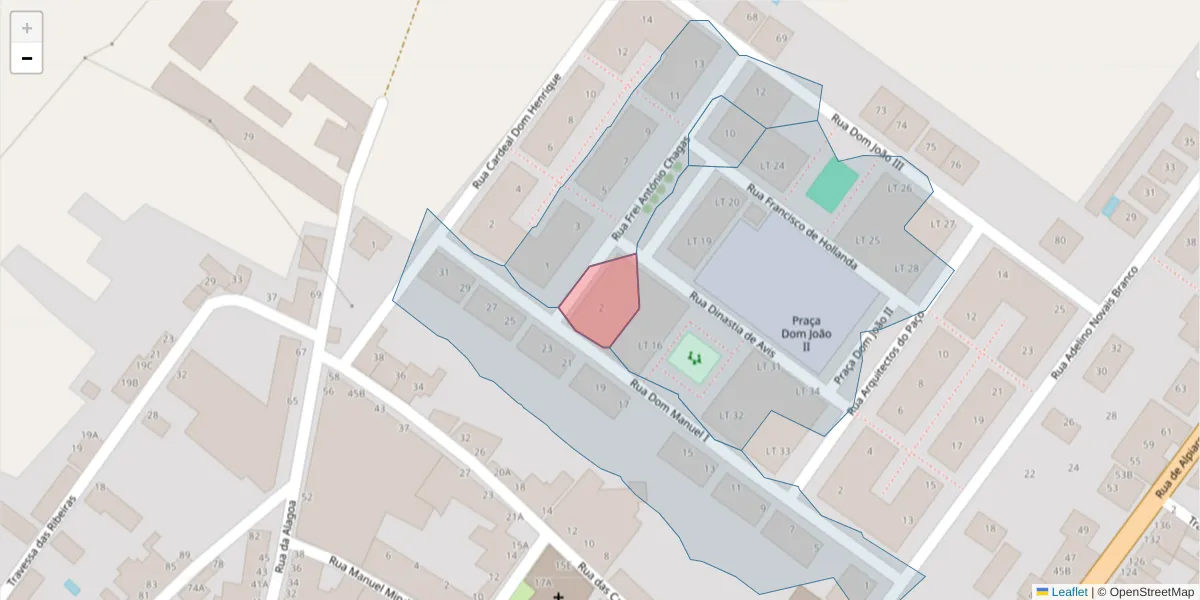 Mapa detalhado do código postal 2080-194;2080-190 com limites, códigos postais vizinhos e agências dos correios