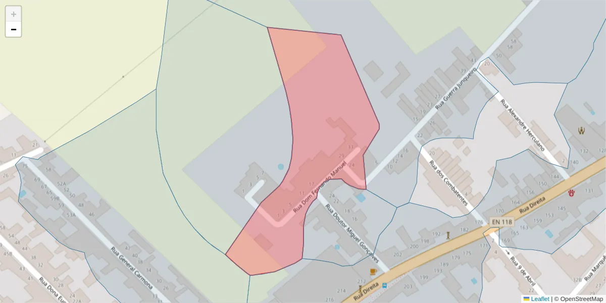 Mapa detalhado do código postal 2080-334 com limites, códigos postais vizinhos e agências dos correios