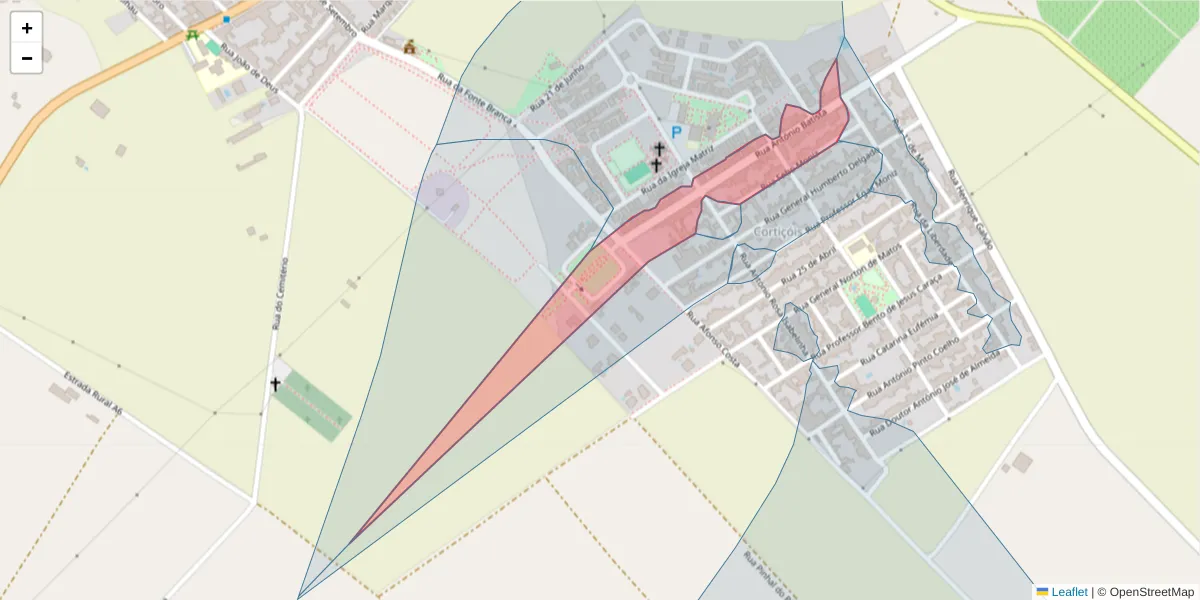 Mapa detalhado do código postal 2080-383 com limites, códigos postais vizinhos e agências dos correios
