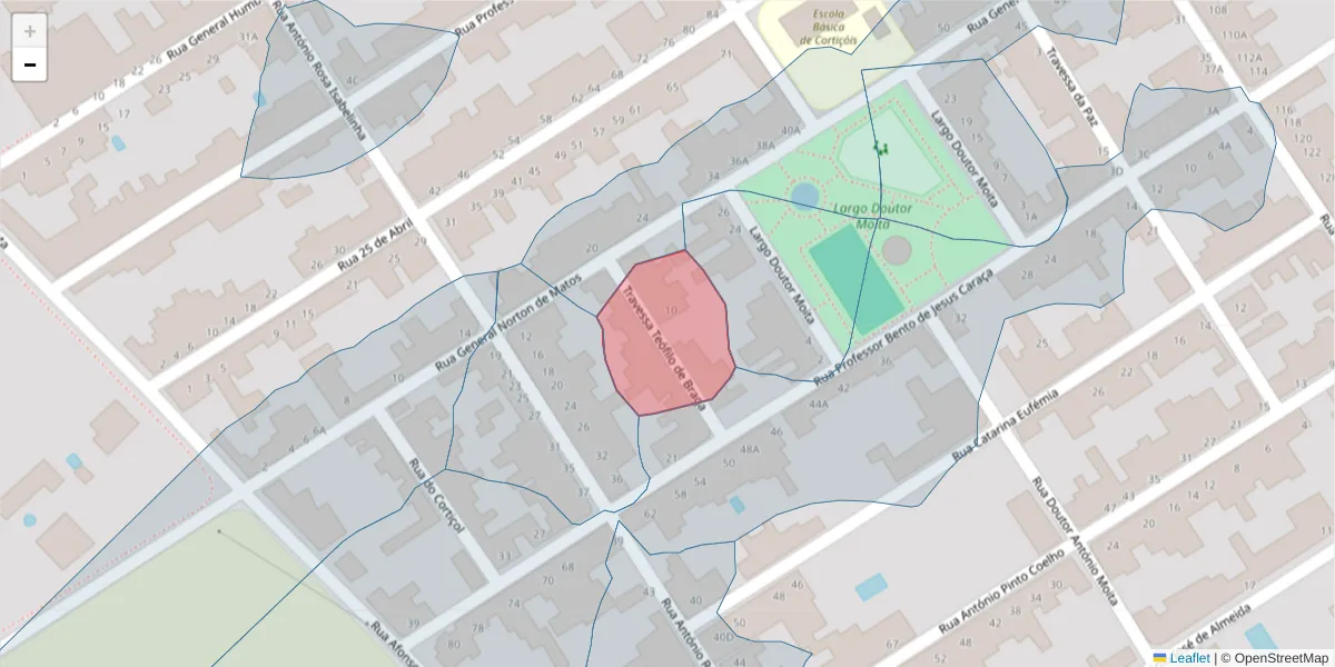 Mapa detalhado do código postal 2080-397 com limites, códigos postais vizinhos e agências dos correios