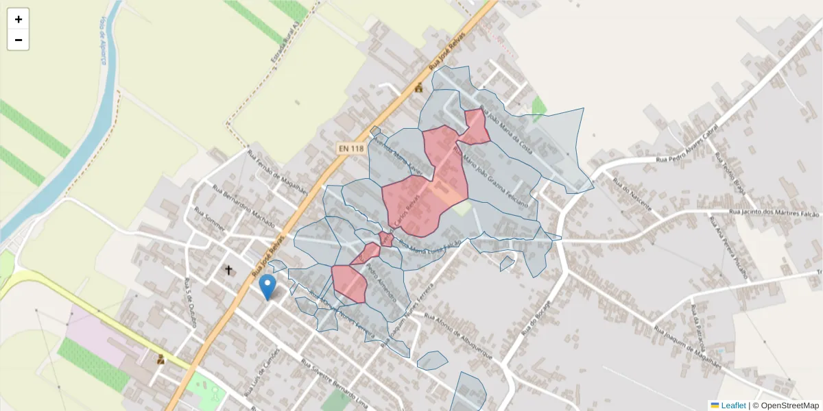 Mapa detalhado do código postal 2090-024 com limites, códigos postais vizinhos e agências dos correios