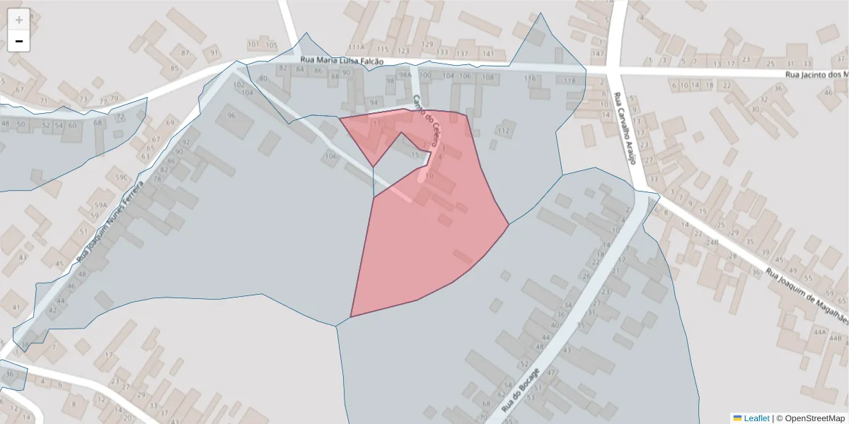 Mapa detalhado do código postal 2090-033 com limites, códigos postais vizinhos e agências dos correios