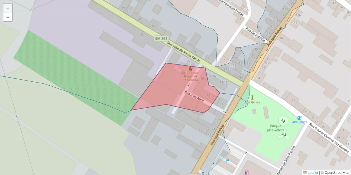 Mapa detalhado do código postal 2090-040 com limites, códigos postais vizinhos e agências dos correios