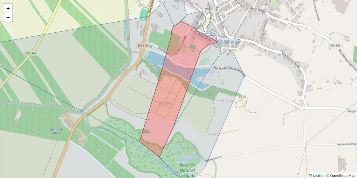 Mapa detalhado do código postal 2090-043 com limites, códigos postais vizinhos e agências dos correios