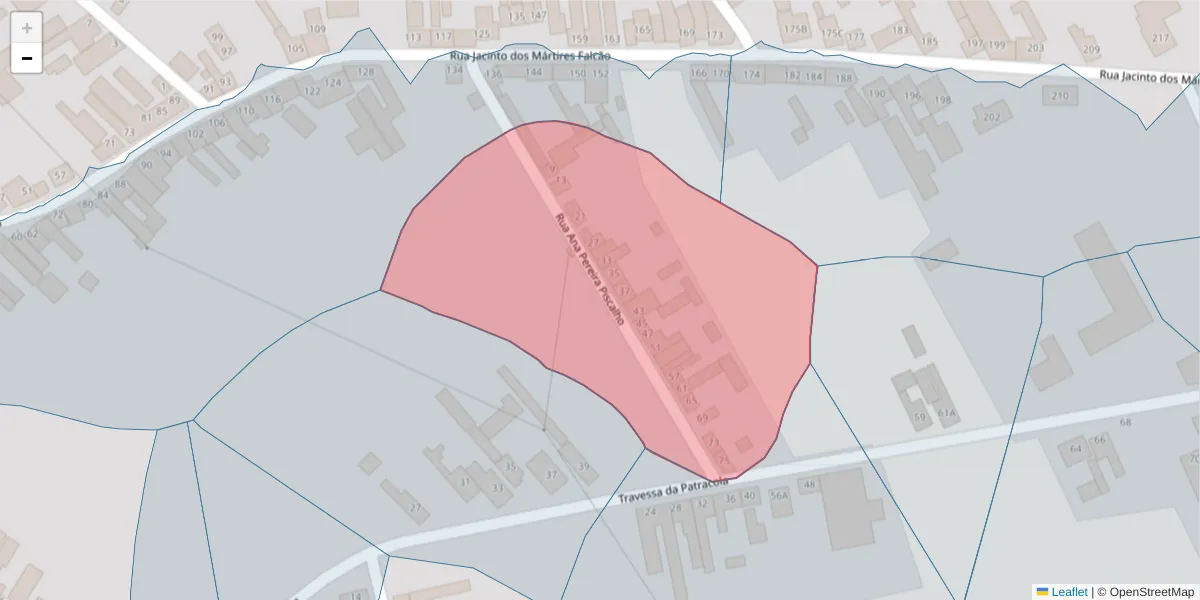 Mapa detalhado do código postal 2090-047 com limites, códigos postais vizinhos e agências dos correios