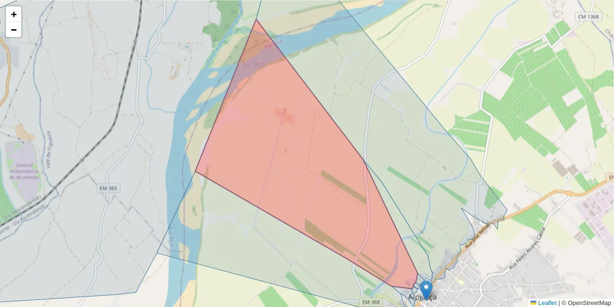 Mapa detalhado do código postal 2090-068 com limites, códigos postais vizinhos e agências dos correios