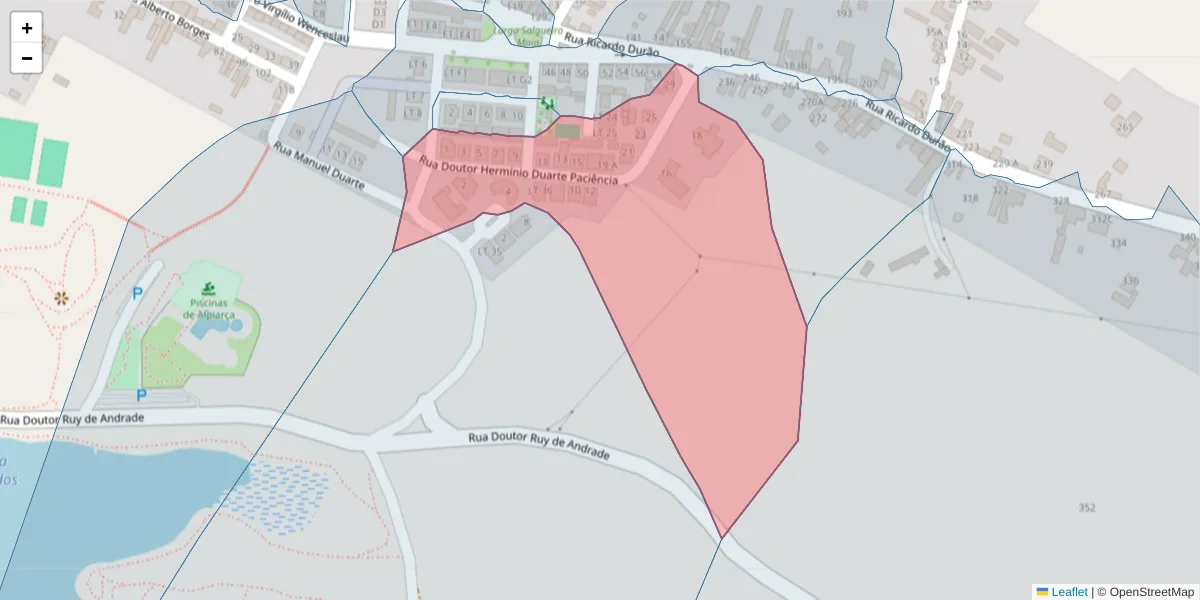 Mapa detalhado do código postal 2090-072 com limites, códigos postais vizinhos e agências dos correios