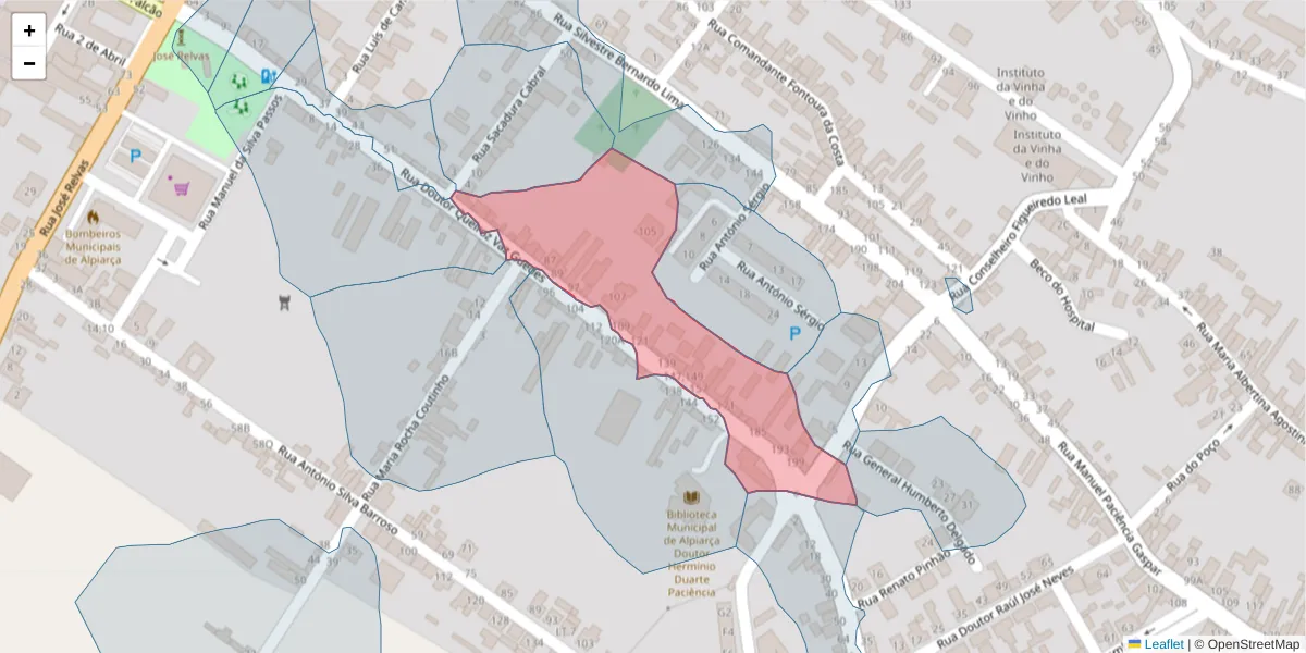 Mapa detalhado do código postal 2090-078 com limites, códigos postais vizinhos e agências dos correios