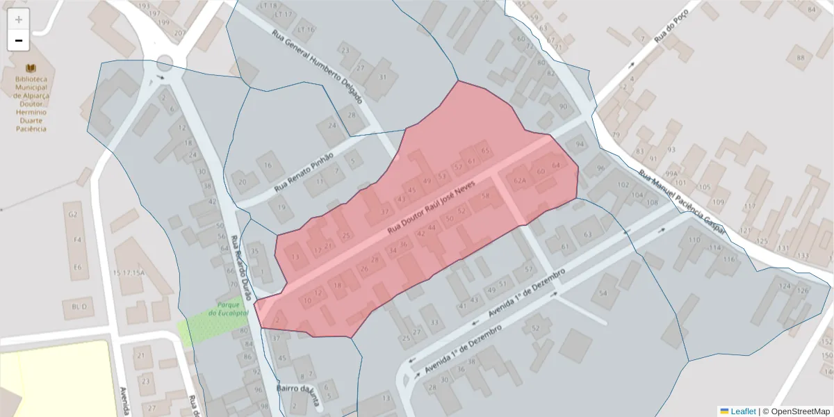 Mapa detalhado do código postal 2090-080 com limites, códigos postais vizinhos e agências dos correios