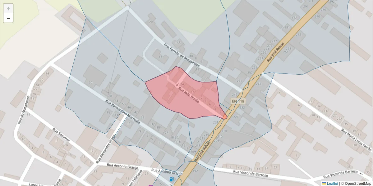 Mapa detalhado do código postal 2090-092 com limites, códigos postais vizinhos e agências dos correios