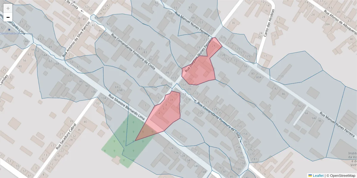 Mapa detalhado do código postal 2090-098 com limites, códigos postais vizinhos e agências dos correios