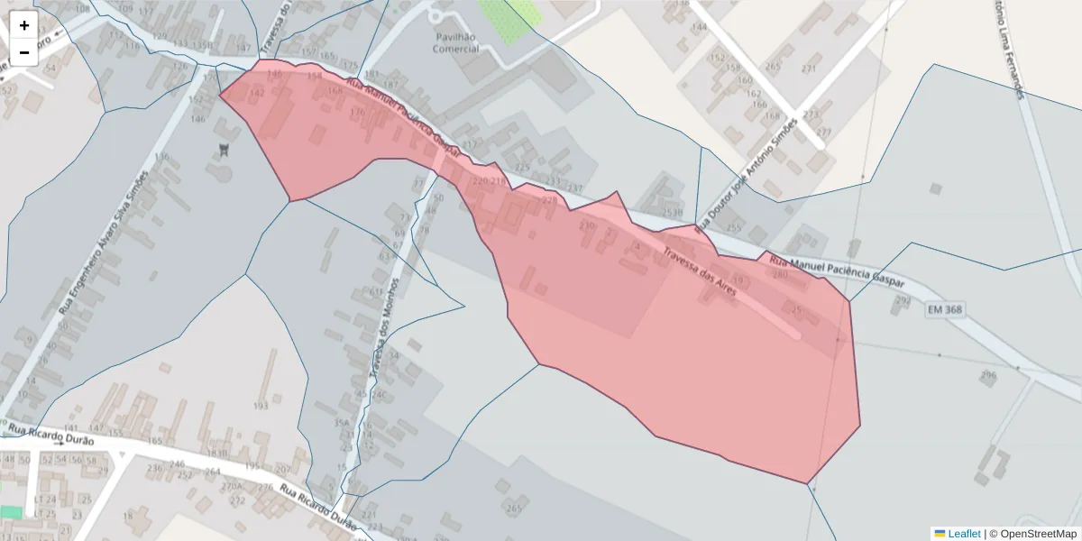 Mapa detalhado do código postal 2090-120 com limites, códigos postais vizinhos e agências dos correios