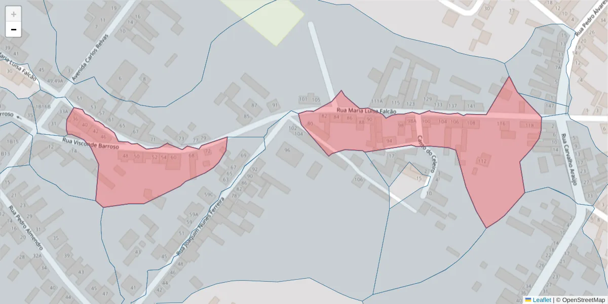 Mapa detalhado do código postal 2090-128 com limites, códigos postais vizinhos e agências dos correios