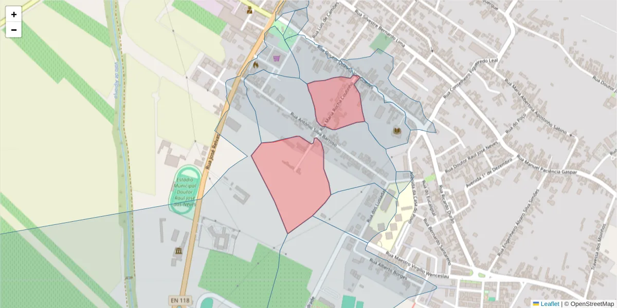 Mapa detalhado do código postal 2090-129 com limites, códigos postais vizinhos e agências dos correios