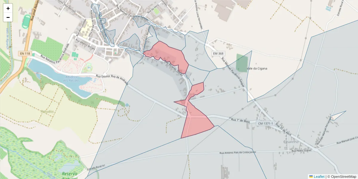 Mapa detalhado do código postal 2090-139 com limites, códigos postais vizinhos e agências dos correios