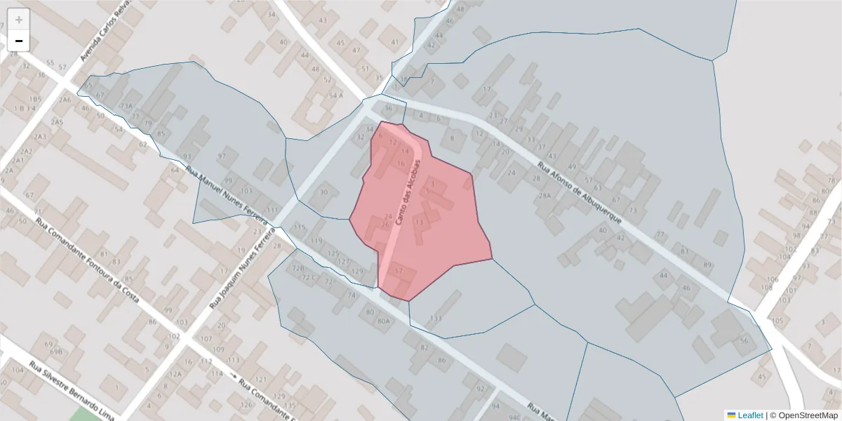 Mapa detalhado do código postal 2090-155 com limites, códigos postais vizinhos e agências dos correios