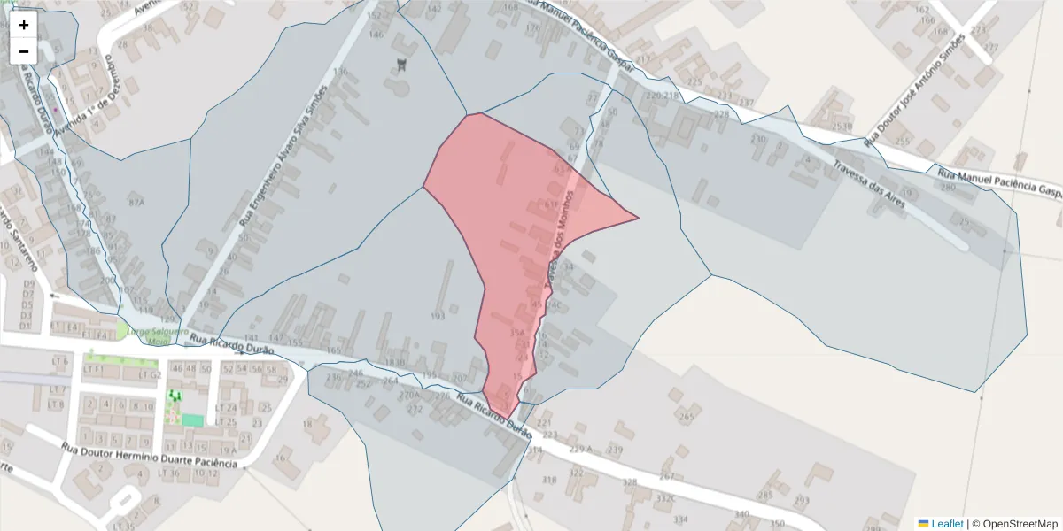 Mapa detalhado do código postal 2090-157 com limites, códigos postais vizinhos e agências dos correios