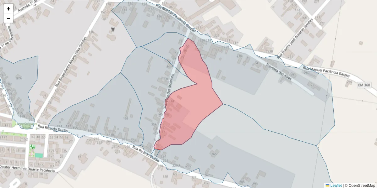 Mapa detalhado do código postal 2090-158 com limites, códigos postais vizinhos e agências dos correios