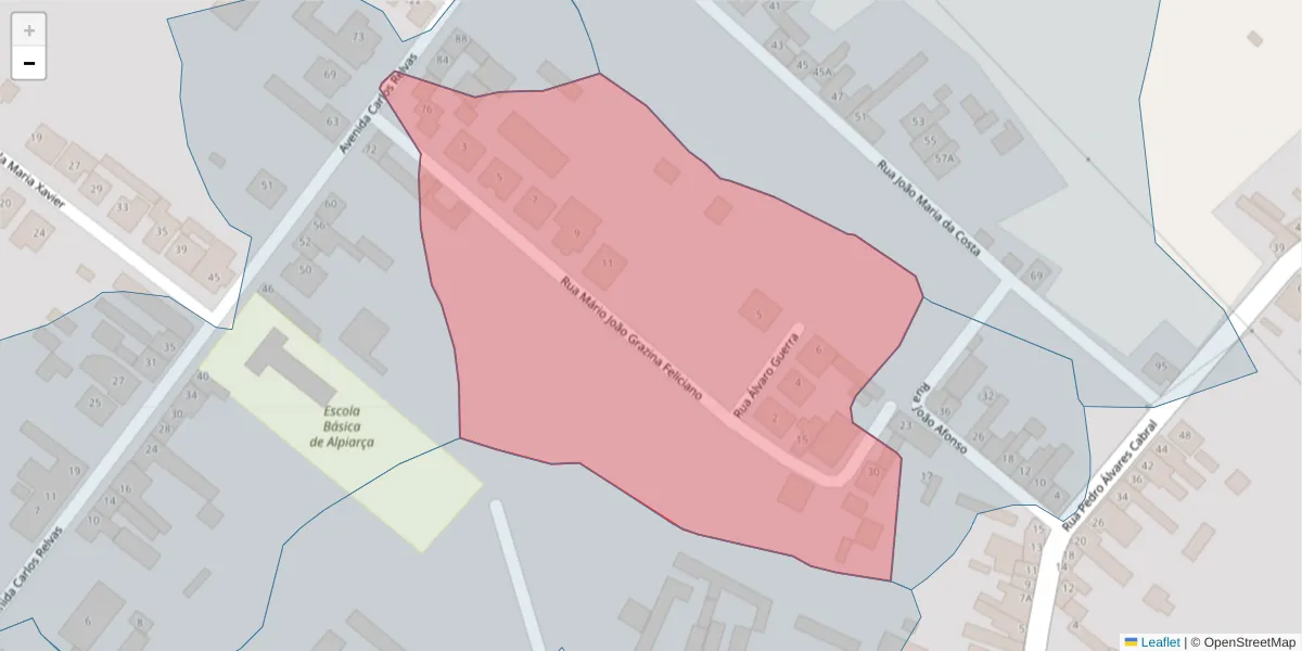 Mapa detalhado do código postal 2090-300 com limites, códigos postais vizinhos e agências dos correios