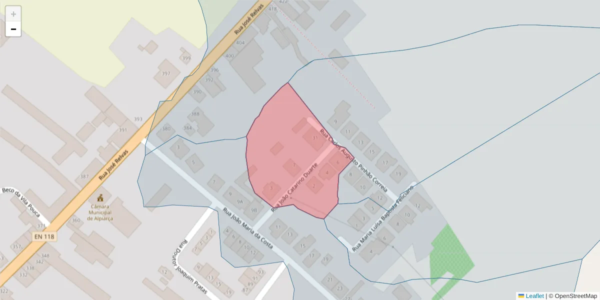 Mapa detalhado do código postal 2090-305 com limites, códigos postais vizinhos e agências dos correios