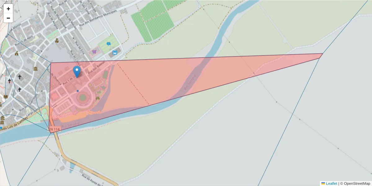 Mapa detalhado do código postal 2100-127 com limites, códigos postais vizinhos e agências dos correios