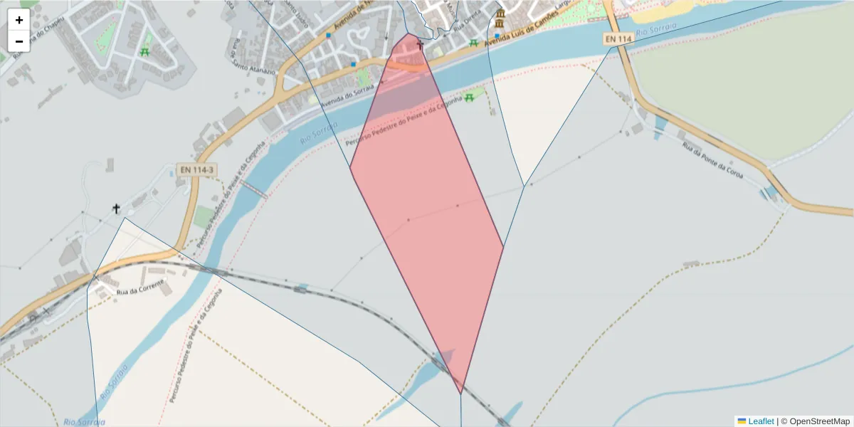 Mapa detalhado do código postal 2100-155 com limites, códigos postais vizinhos e agências dos correios