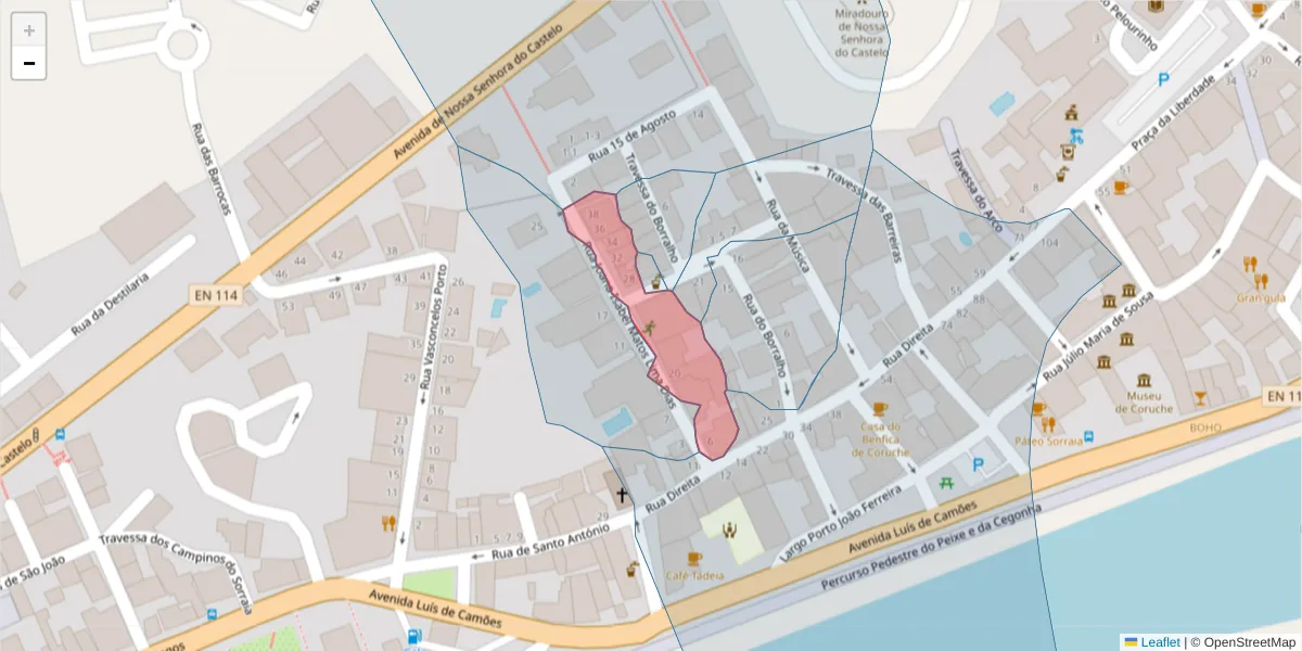 Mapa detalhado do código postal 2100-176 com limites, códigos postais vizinhos e agências dos correios