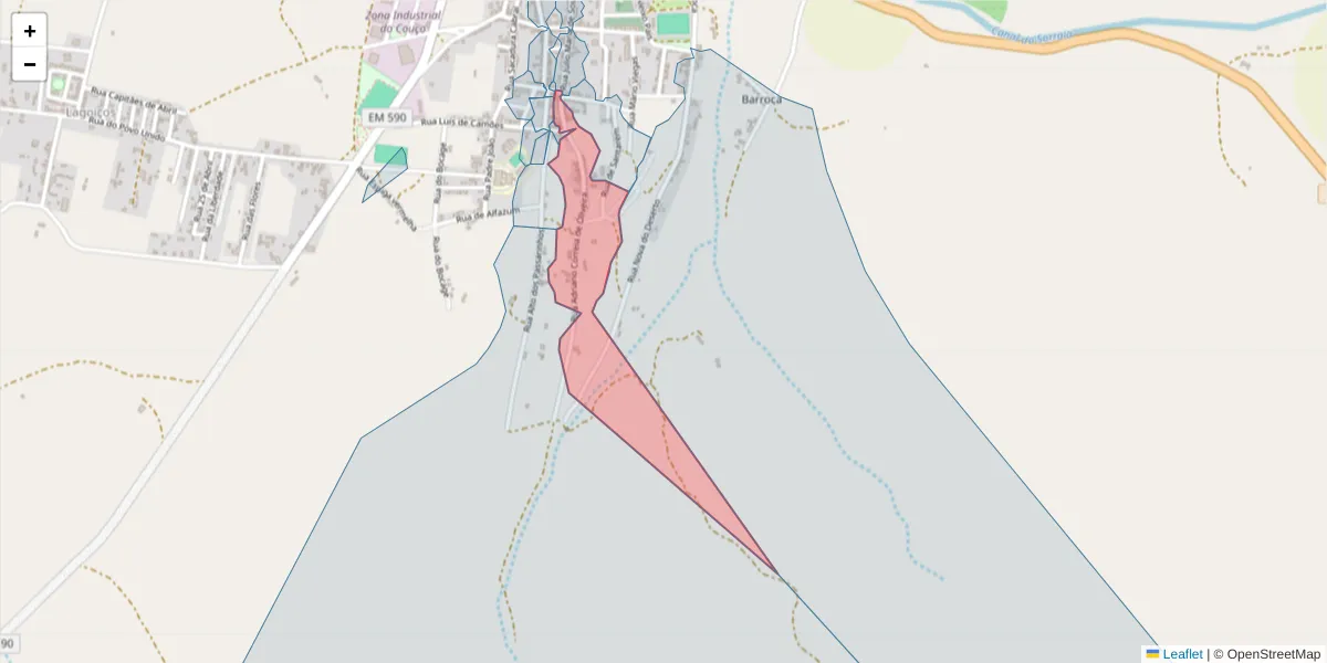 Mapa detalhado do código postal 2100-312 com limites, códigos postais vizinhos e agências dos correios
