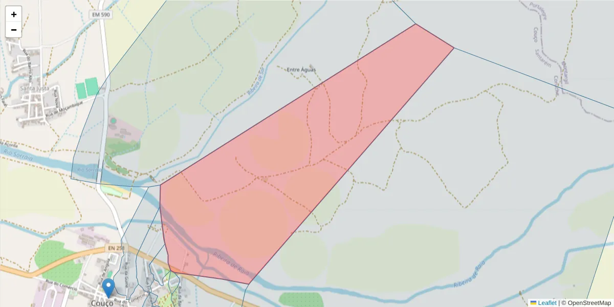 Mapa detalhado do código postal 2100-318 com limites, códigos postais vizinhos e agências dos correios