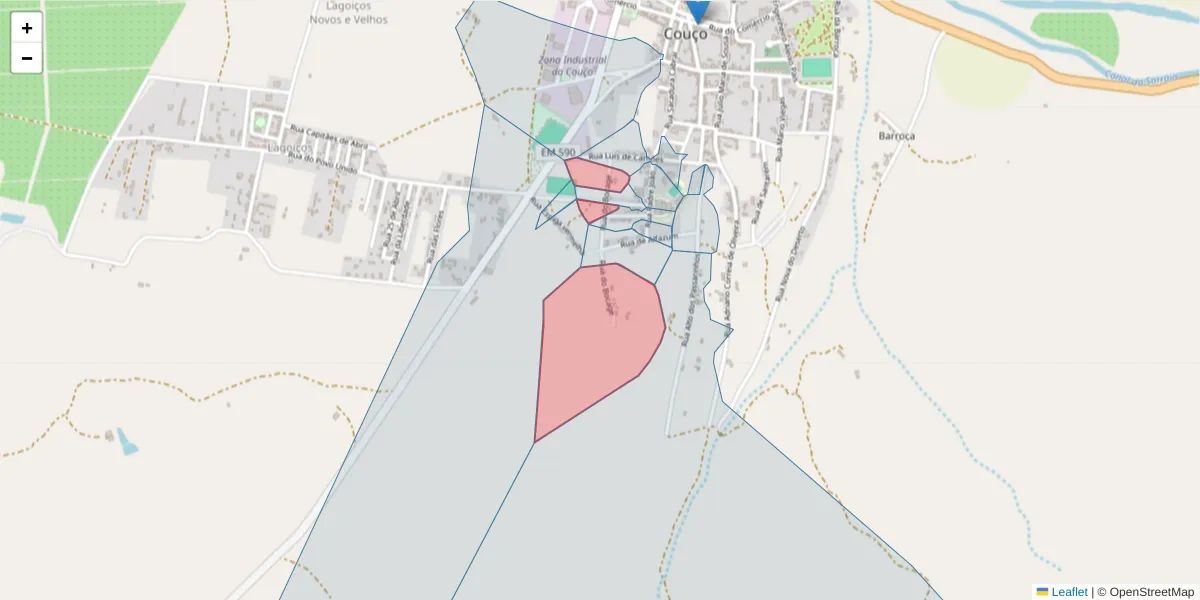 Mapa detalhado do código postal 2100-328 com limites, códigos postais vizinhos e agências dos correios