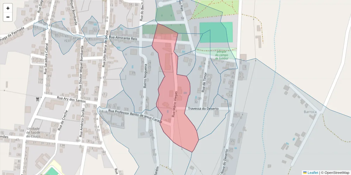 Mapa detalhado do código postal 2100-341 com limites, códigos postais vizinhos e agências dos correios